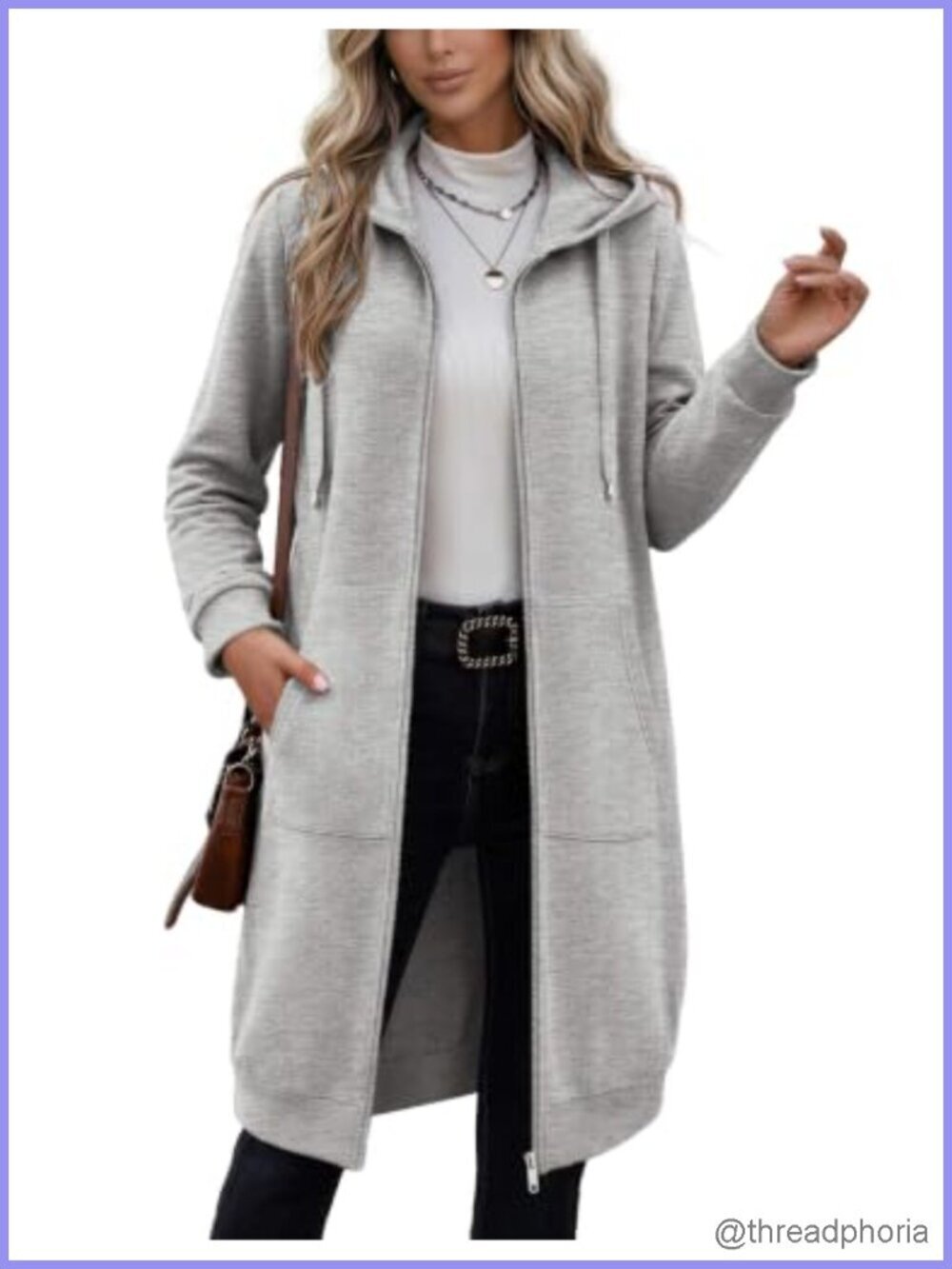 Zip Up Hoodie Oversized Long Fleece Sweatshirt Hooded Casual Jacket with Pockets